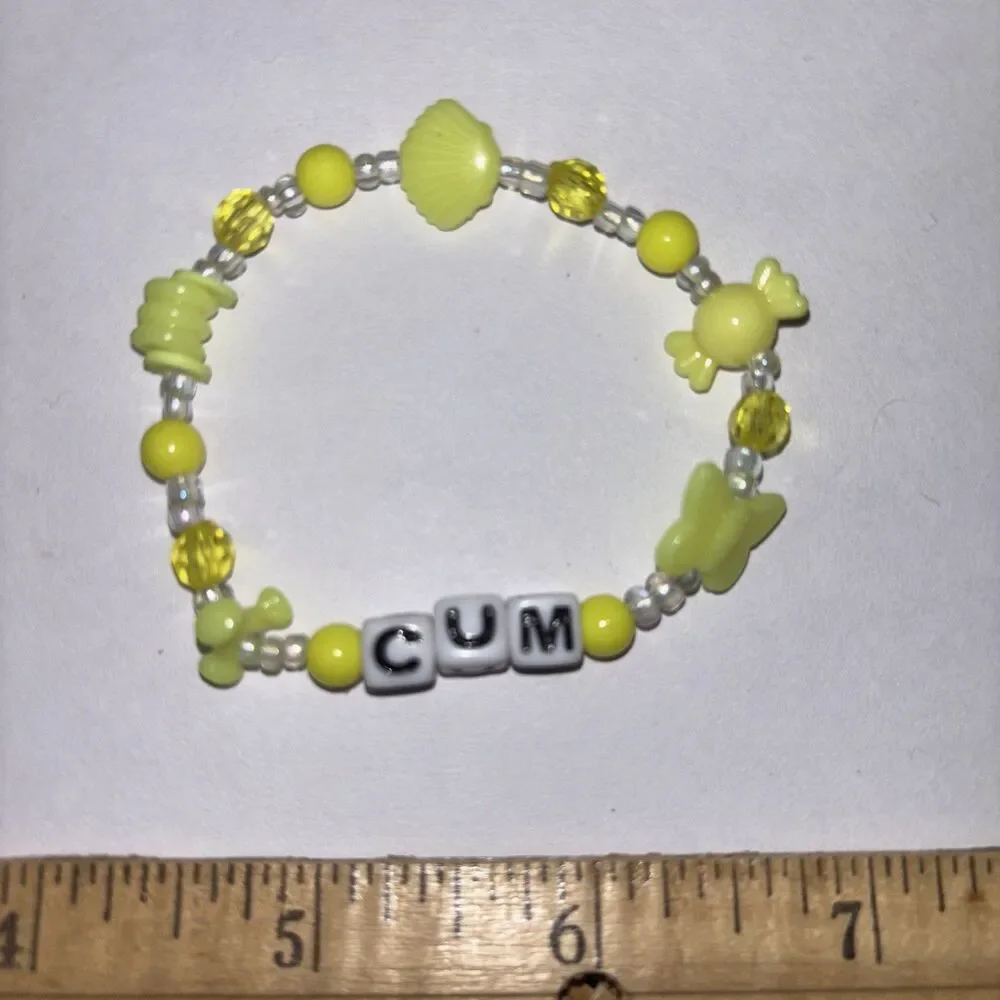 Handmade Yellow Beaded Letter Bracelet 